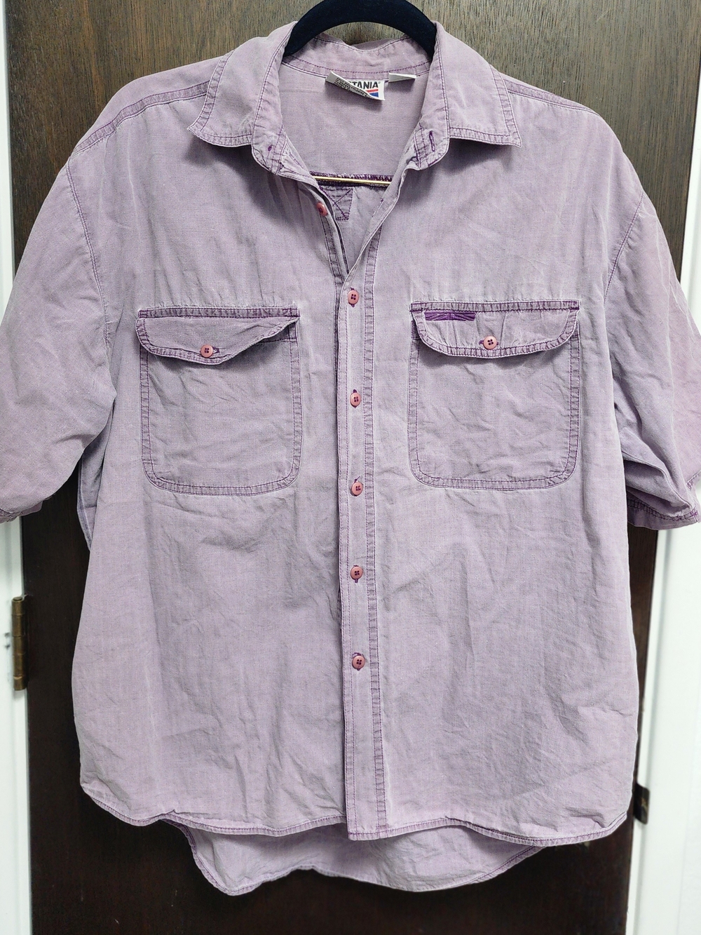 Vintage 1980s Britannia Men's Lavender Button-Up Shirt
